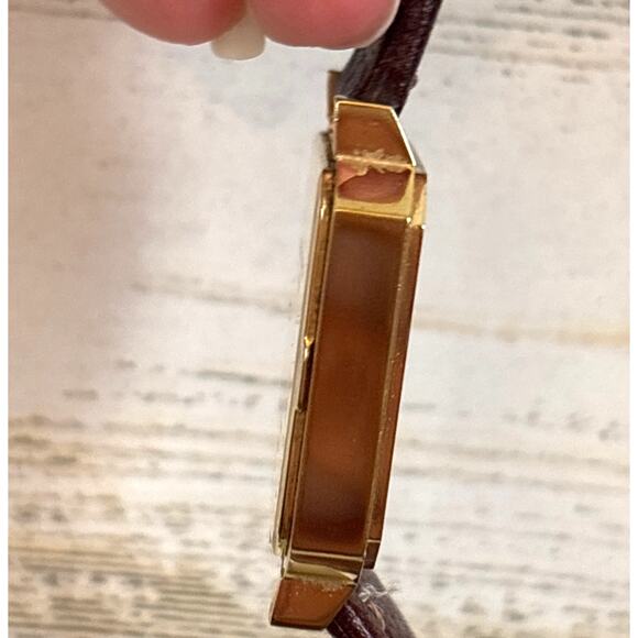 Tory Burch Robinson TBW1503 Womens Brown Leather Gold Crystal Rectangular Watch main image 7
